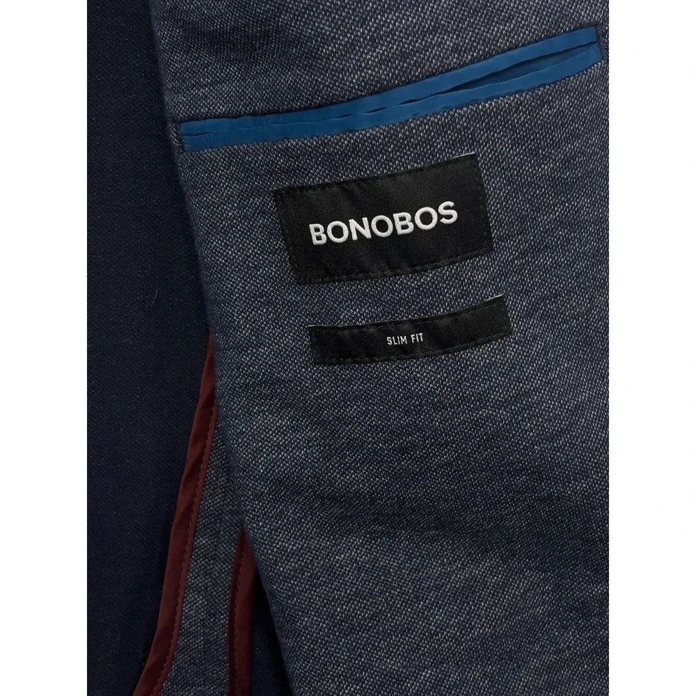 Bonobos 44R Navy Blue Chambray Unstructured Cotton Blazer Jacket Sport Coat Slim